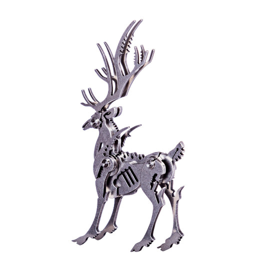 4pcs diy 3d assembly stainless steel fox elk beast unicorn puzzle toy model