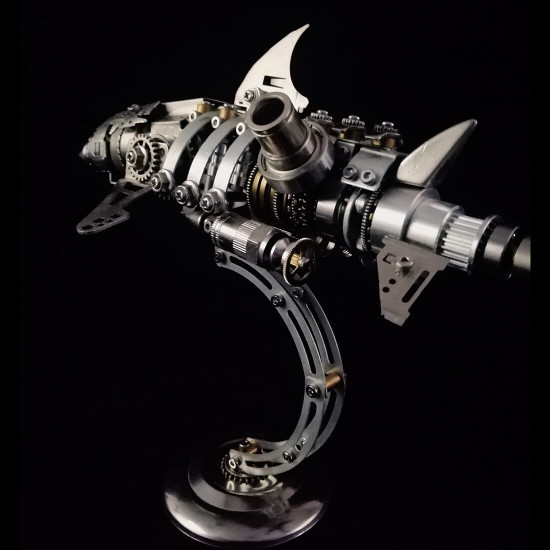 diy 3d metal mechanical giant shark model building kits for adults