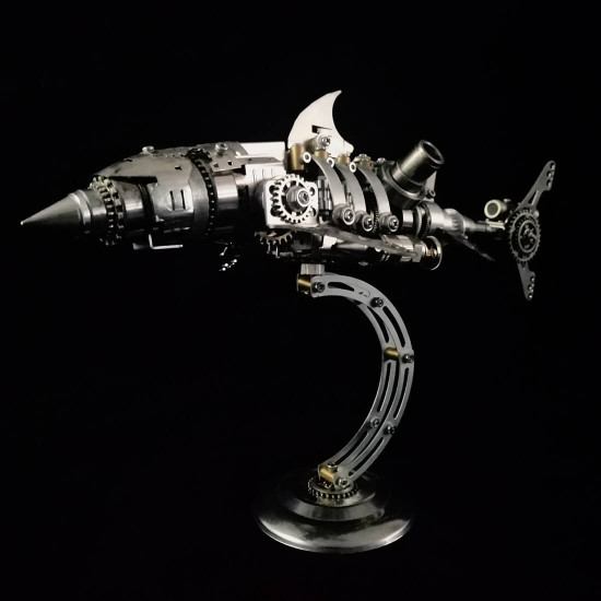 diy 3d metal mechanical giant shark model building kits for adults