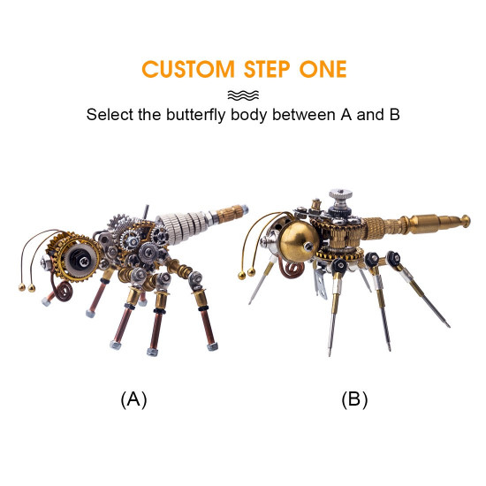 custom diy steampunk butterfly 3d metal kit