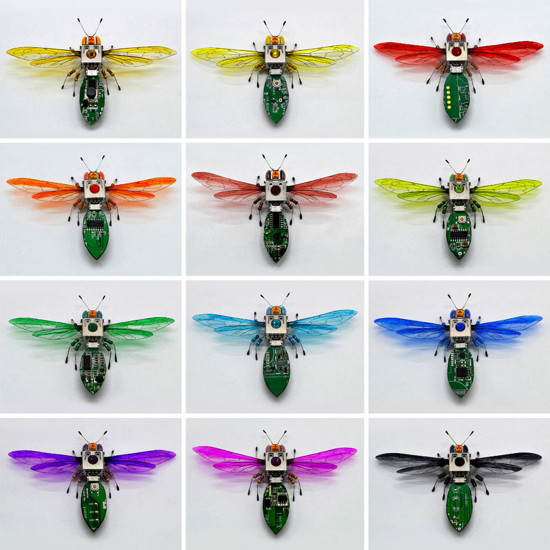 diy insect kit electronic dragonfly butterfly cicada vespa handmade model with led lights