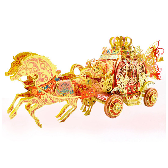 diy metal 3d assembly princess carriage horse model kits