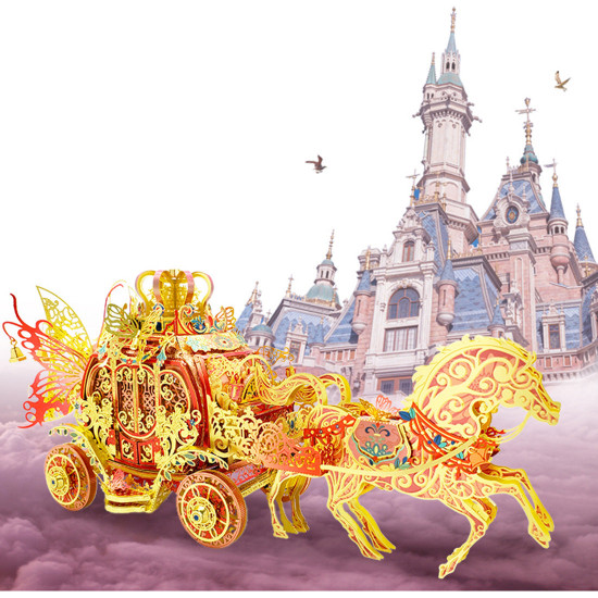 diy metal 3d assembly princess carriage horse model kits