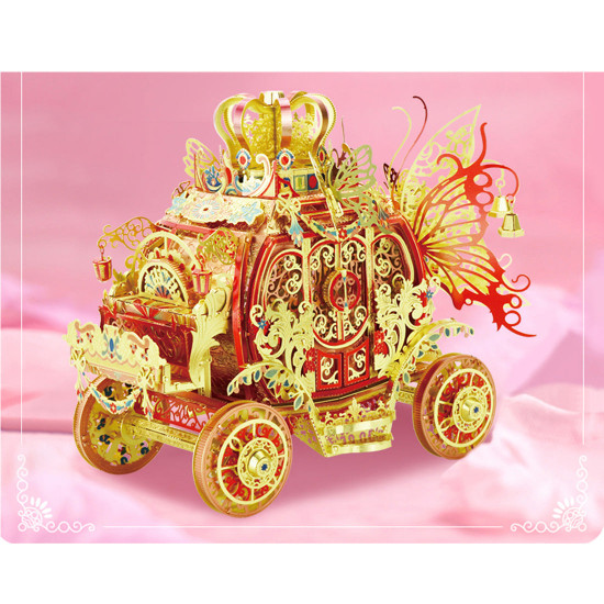 diy metal 3d assembly princess carriage horse model kits