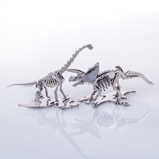 2pcs diy metal assembly 3d triceratops brachiosaurus dinosaurs puzzle jigsaw