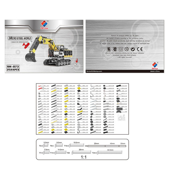 diy metal assembly model 2.4g 12ch simulation engineering construction vehicle toy 2544pcs