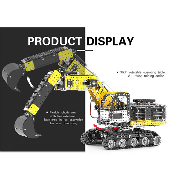 diy metal assembly model 2.4g 12ch simulation engineering construction vehicle toy 2544pcs