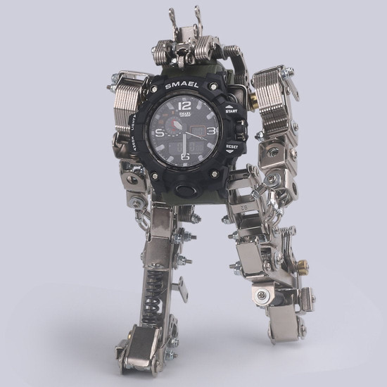 diy metal assembly robot mecha model 3d puzzle kits with watch