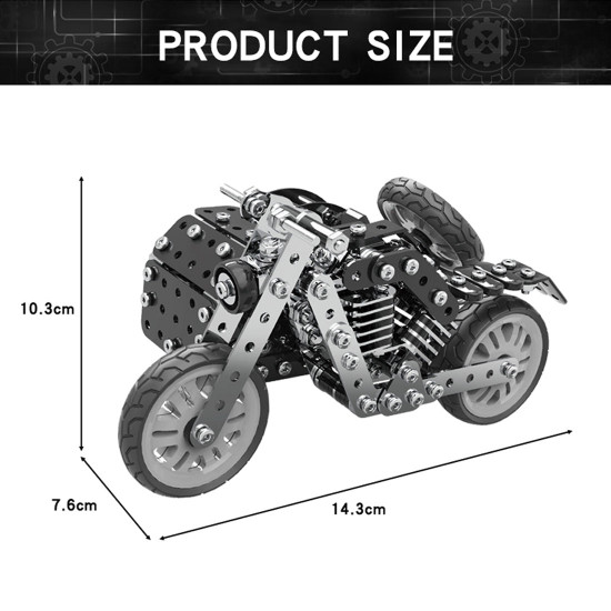 diy side tricycle assembly model 3d motorcycle puzzle kit stainless steel screw toys 377pcs