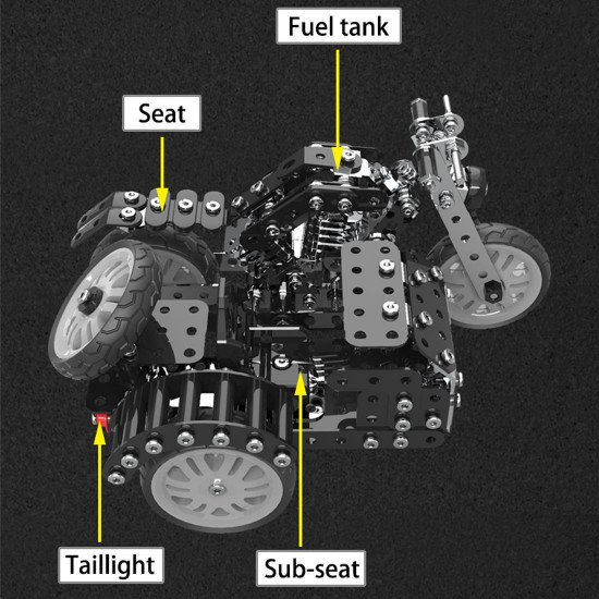 diy side tricycle assembly model 3d motorcycle puzzle kit stainless steel screw toys 377pcs