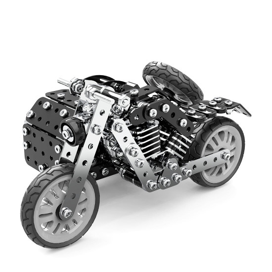 diy side tricycle assembly model 3d motorcycle puzzle kit stainless steel screw toys 377pcs