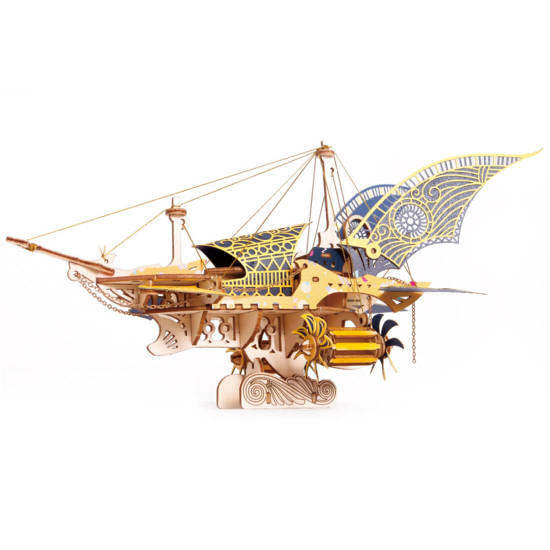 diy steampunk fantasy epic style spaceship 3d wooden puzzle toy