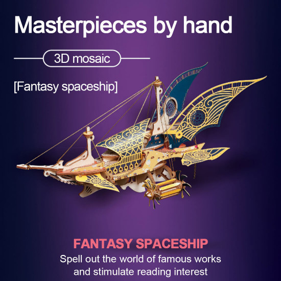 diy steampunk fantasy epic style spaceship 3d wooden puzzle toy