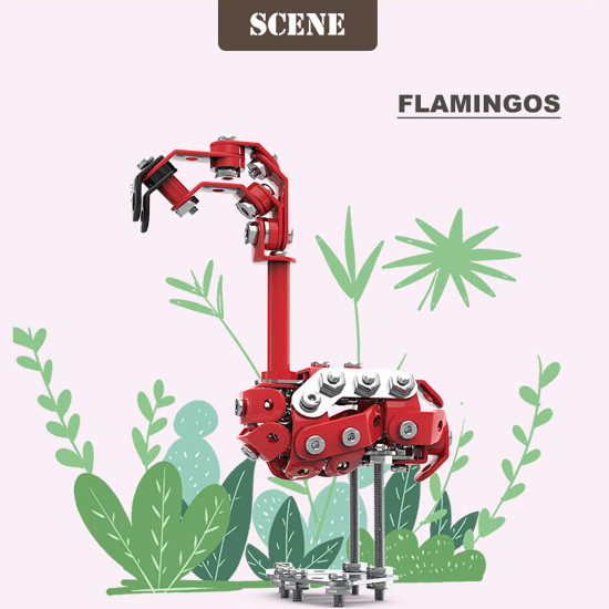 135pcs flamingo assembly model diy animal puzzle stainless steel screw toys kits