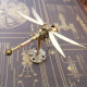 golden 3d metal mechanical steampunk dragonfly  insects model with random base