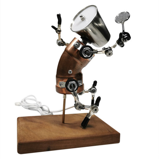 steampunk robot home decoration badminton player peter