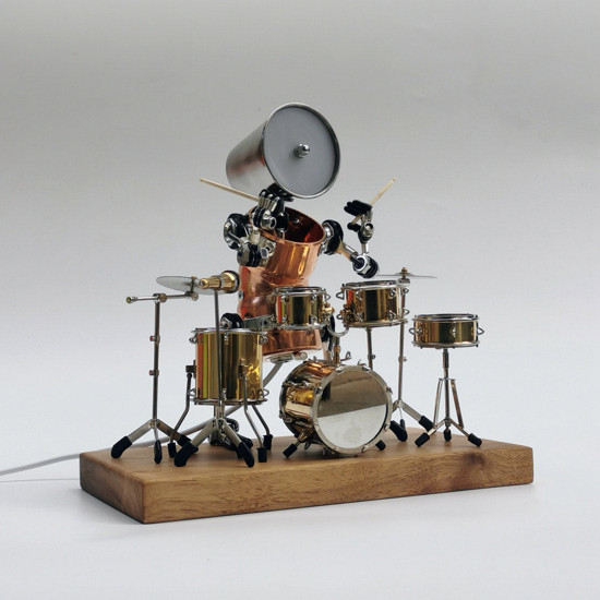 steampunk robot home decoration robot band drummer michael