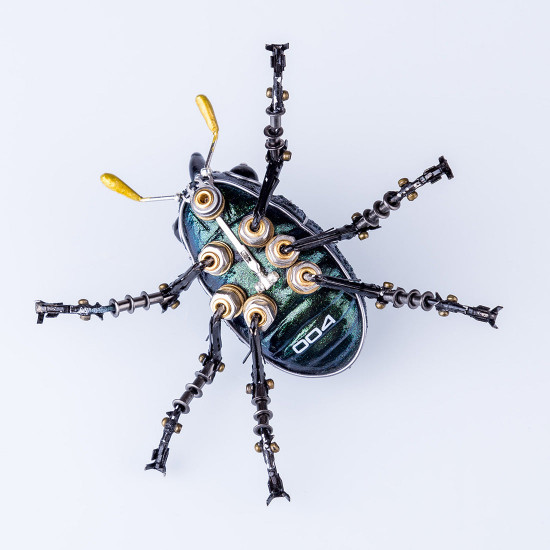 little green beetle steampunk insect metal bug model