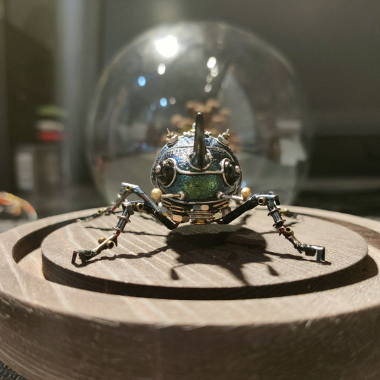 little green beetle steampunk insect metal bug model