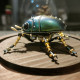 little green beetle steampunk insect metal bug model