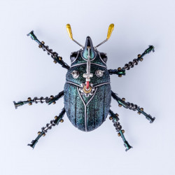 little green beetle steampunk insect metal bug model