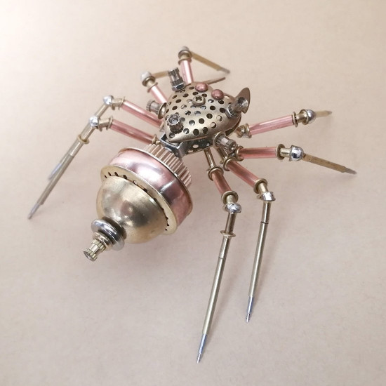 mechanical auspicious spider 3d metal insects model crafts