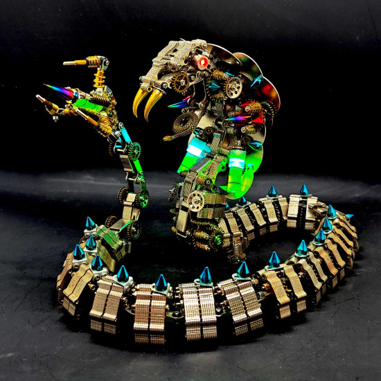 mechanical punk cobra snake 3d metal puzzle model building kits (1000+pcs)