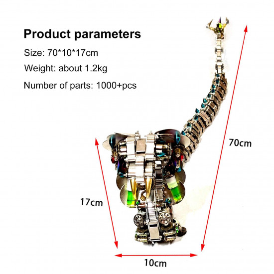 mechanical punk cobra snake 3d metal puzzle model building kits (1000+pcs)