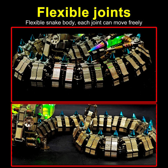mechanical punk cobra snake 3d metal puzzle model building kits (1000+pcs)
