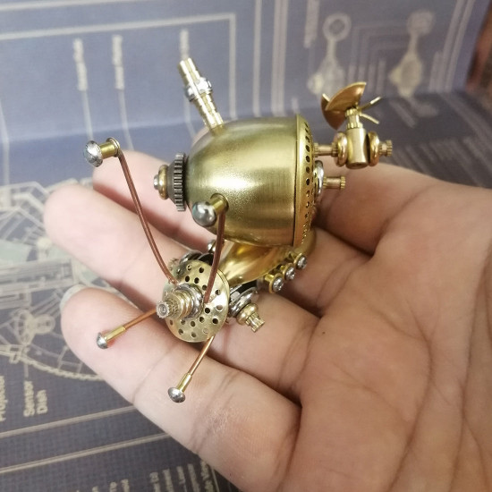 mechanical punk style golden metal model insect snail puzzle assembly kit creative gift for home decor