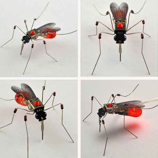 diy assembly puzzle figures handmade mosquito insect model kit with voice control base