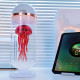 mechanical rhythm red capsule jellyfish kinetic metal model with glass cover