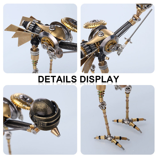 medieval steampunk knight emu bird with sword and shield 250pcs 3d metal assembly model kits