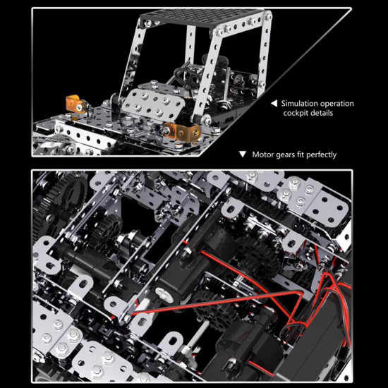 metal assembly electric drill machine model 3d diy rc metal vehicle model creative ornament (1250+pcs)