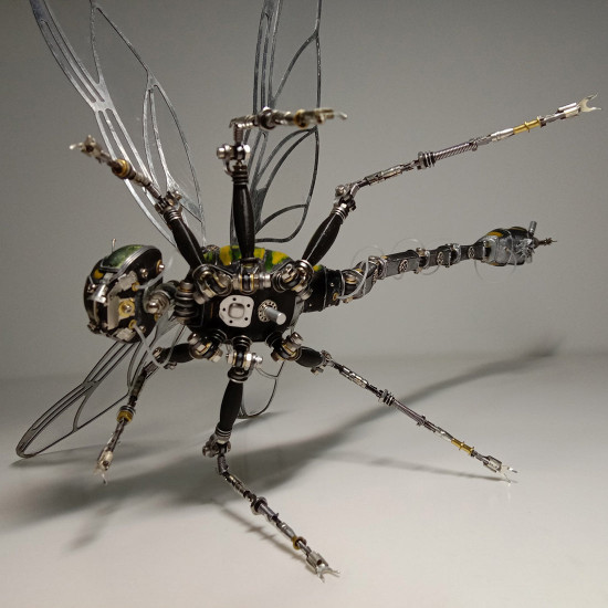 metal dragonfly king assembled model kits 3d handmade bug insect sculpture steampunk