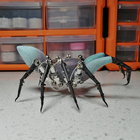 metal haplopelma lividum spider 3d steampunk bug sculpture model kits with light