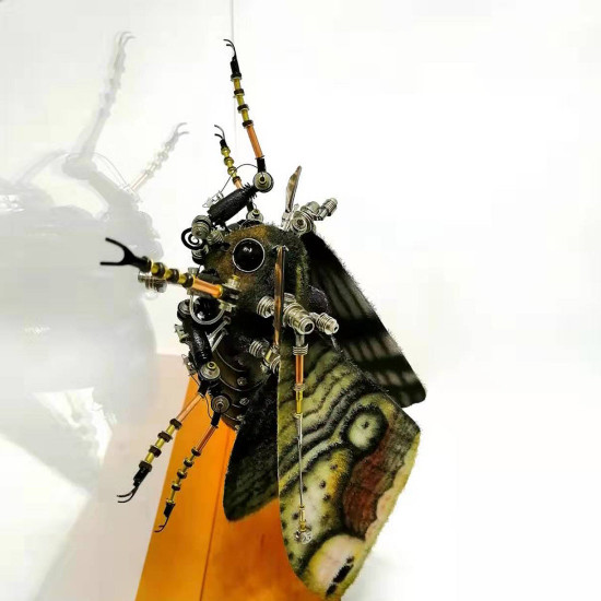 metal moire hawkmoth model kits 3d steampunk bug assembled crafts for home decor