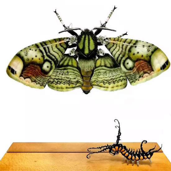 metal moire hawkmoth model kits 3d steampunk bug assembled crafts for home decor