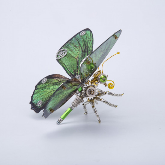 metallic green steampunk butterfly  chrysozephyrus metal model kits