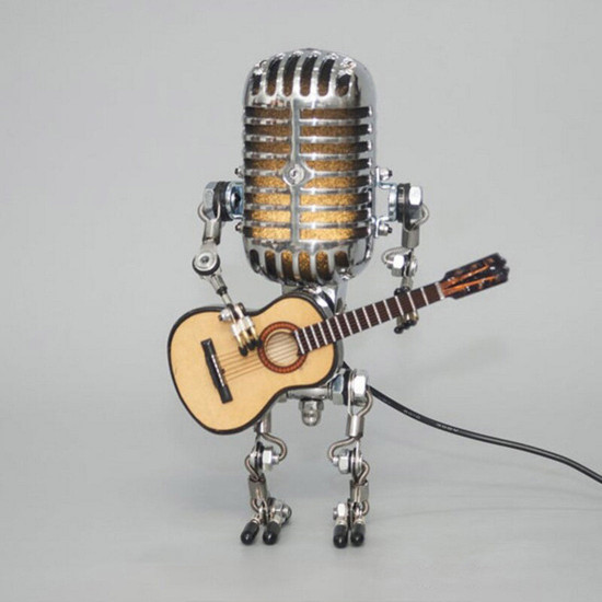 vintage industrial style microphone robot lamp dale with guitar