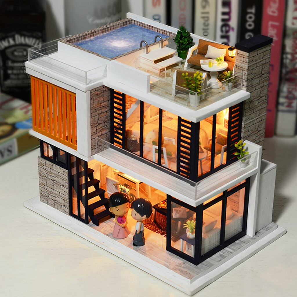 miniature house modern villa - miniature-house-modern-villa metal model  tank kits