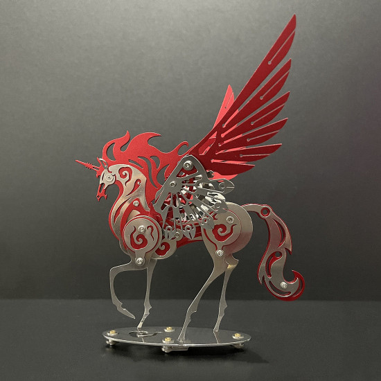 mythical winged unicorn 3d diy metal model kits 121+pcs