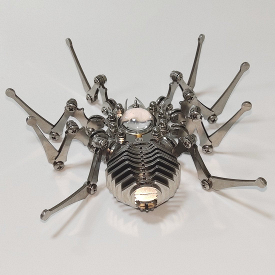 punk style 3d metal assembled spider wall clock model  for home decor