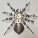 punk style 3d metal assembled spider wall clock model  for home decor