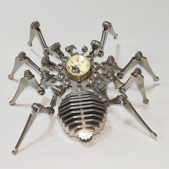 punk style 3d metal assembled spider wall clock model  for home decor