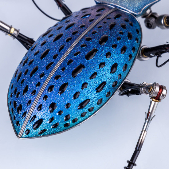 purple blue metal ground beetle steampunk assembled model kits 3d sculpture