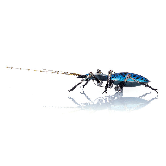 purple blue metal ground beetle steampunk assembled model kits 3d sculpture