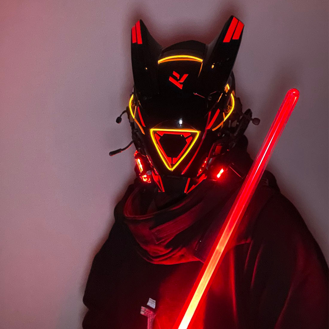 red led punk mask futuristic helmet cosplay costume props for men - red ...