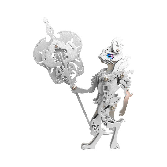 royal military cat with bansho fan 3d metal model kits