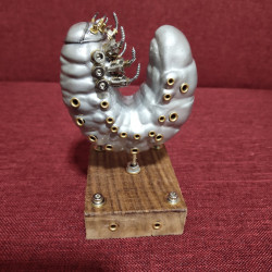 silver 3d metal rhinoceros beetle baby model steampunk sculpture without wooden base